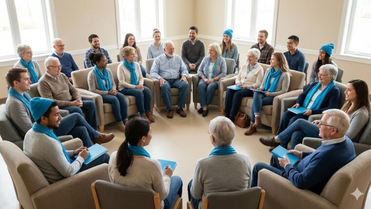 Groupe de personnes diverses assises en cercle échangeant fraternellement lors d'une rencontre du CERDI à Angers.